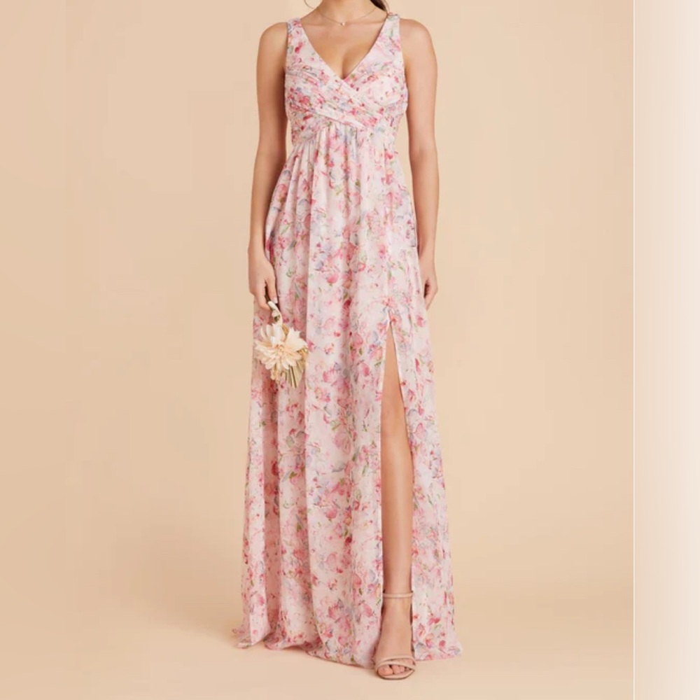 Laurie Empire Dress-pink falling petals